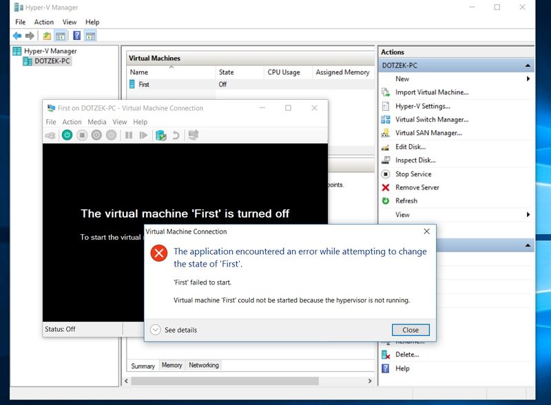 the virtualization infrastructure driver vid is not running server 2012